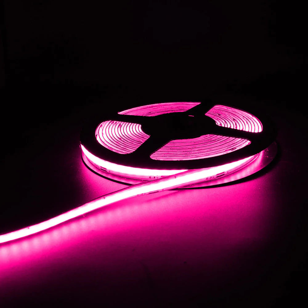 RGB COB LED Strip Light 12V/24V 576/840LEDs/M, 10mm Flexible Dot-Free LED Tape, Non-Waterproof, RGB Color Changing for Cabinet Kitchen & Office Lighting, 5M/10M Pack / Complete Kit