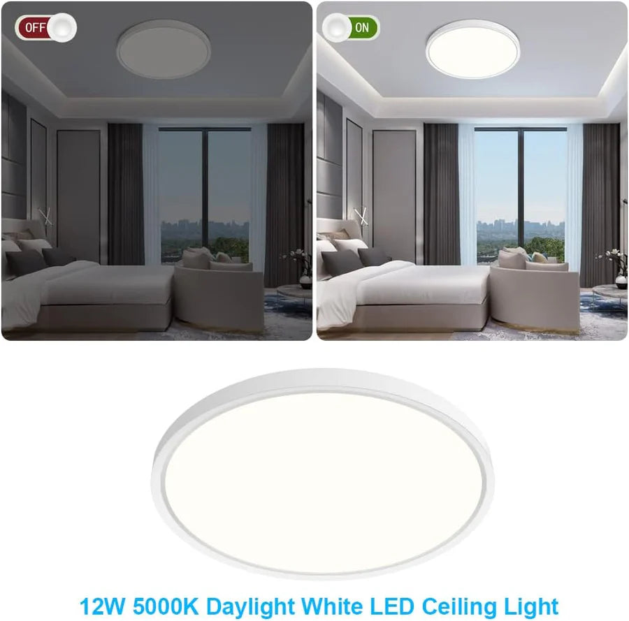 7 Inch Round 12W White LED Ceiling Light, 3000K / 4500K / 5000K / 6500K Flush Mount Ceiling Light Local Stock (US/UK/DE)