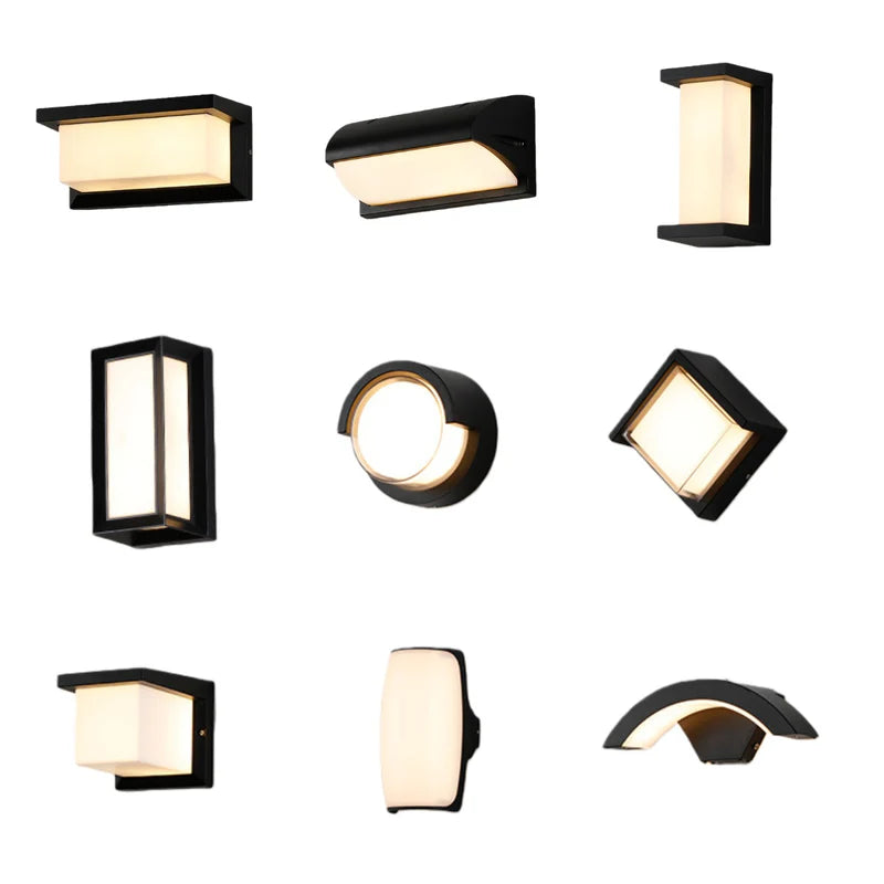 LightingWill LED Wall Light 18W Outdoor Waterproof Wall Sconce 3000K 4000K 6000K Black Halo Ring Up Down Wall Light IP65 Aluminum Porch Garden Balcony Indoor 2 Pack