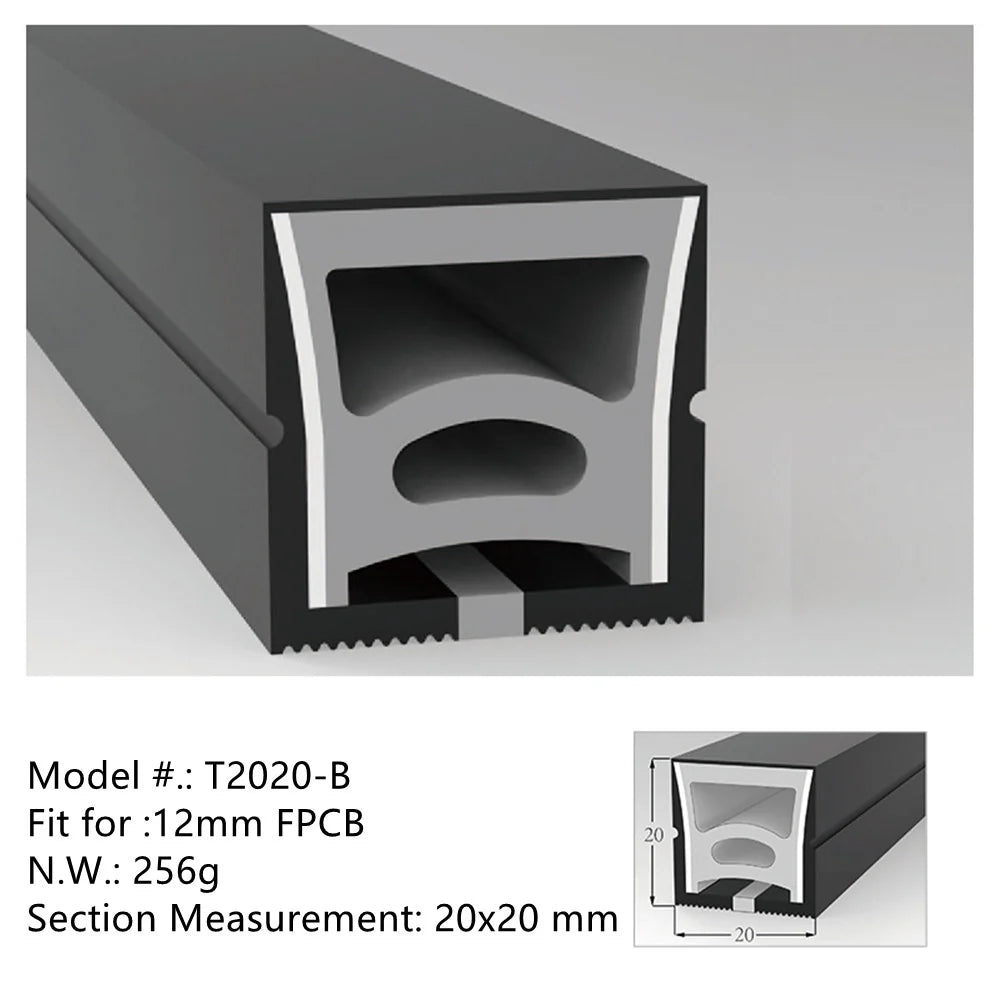 S TE Series 20×20mm Top Emitting LED Neon Housing 12mm PCB Width S2020 Premium Neon Housing IP67 Waterproof 16.4FT 5M Standard Install Commercial Ceiling Lighting