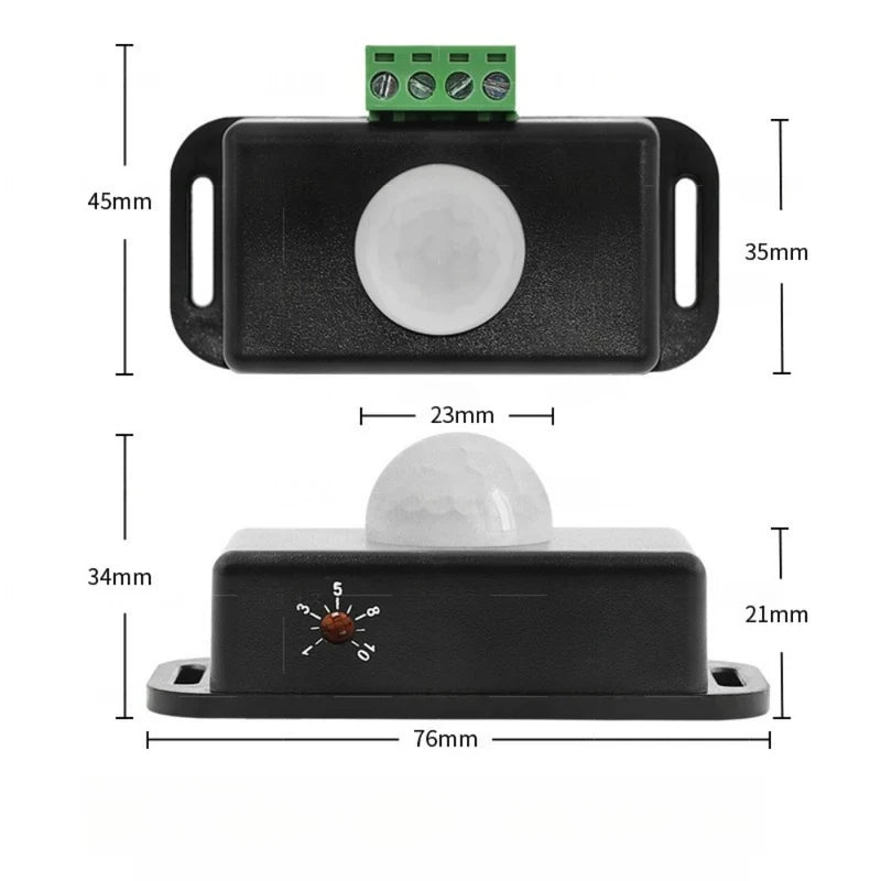 LightingWill LED Strip Motion Sensor Switch DC12V 24V 6A PIR Motion Detector Controller for LED Strips