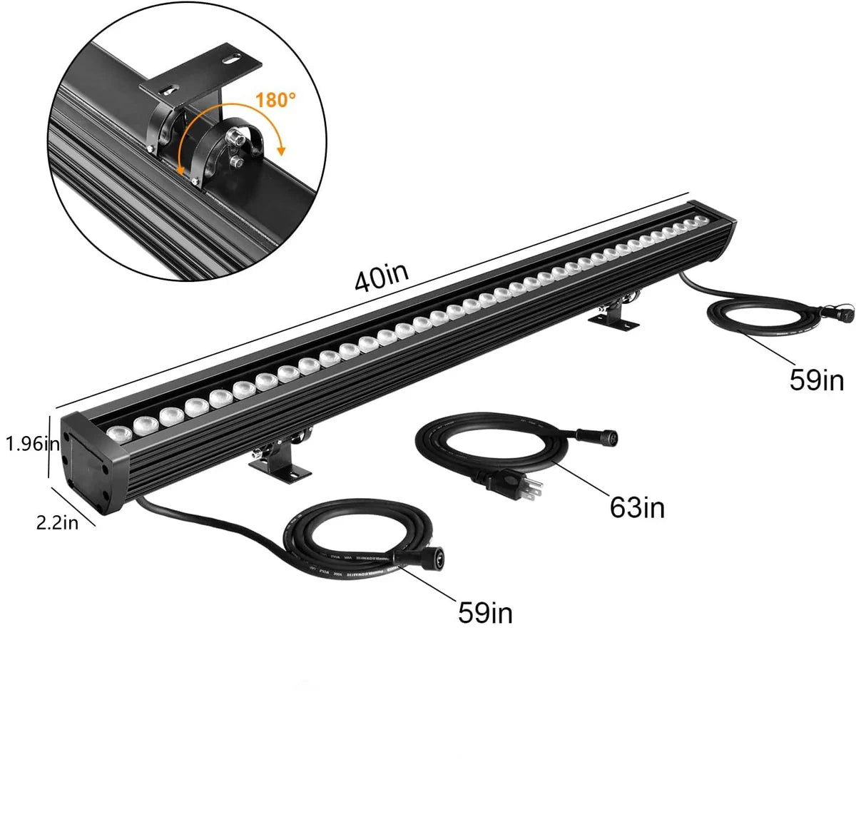 LightingWill Linkable 5056 Linear Smart RGBCW LED Wall Washer – AC85-265V | 60W | Waterproof Color Changing Wall Wash Light | RF Remote/APP Control | for Indoor & Outdoor Architectural Lighting