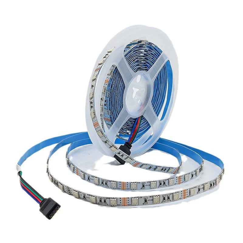 LightingWill 8MM Wide SMD5050 RGB LED Strip Light - DC12V | 60 LEDs/M | 8mm PCB | Non-Waterproof | 5/50M | for Mirror, Kitchen Cabinet, Bedroom