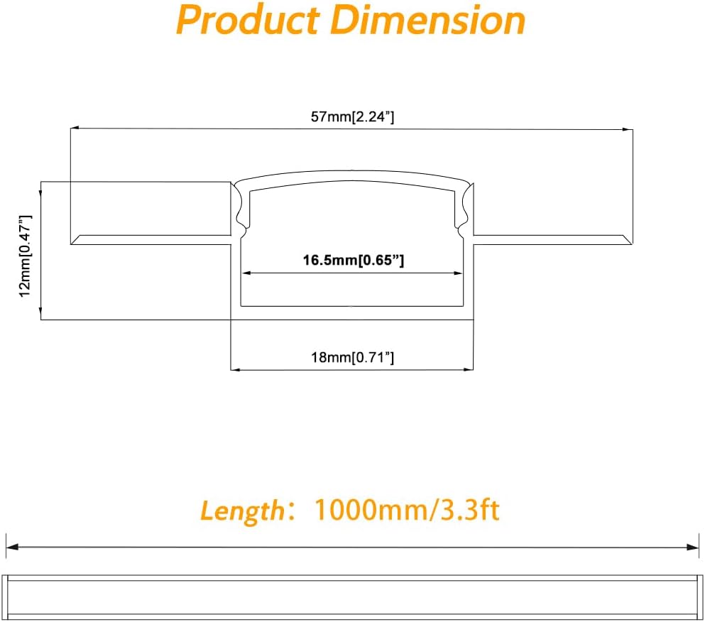 Silver TX-306 Double-Sided LED Aluminum Channel for Plaster-In Drywall, Fits LED Strips Up to 16mm Wide, with Milky White Diffuser