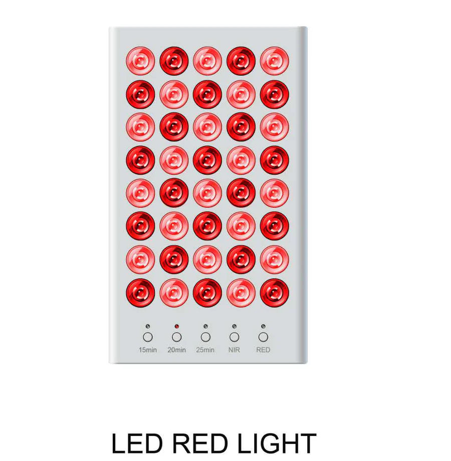 50W Desktop Infrared Therapy Lamp – 40 LEDs | Button / Touch Control | Red Light 660nm & IR 850nm | Dimmable Timer | AC100–240V | Desktop Stand Design | for Skin Care | Hanging Rope & Goggles Included | US / EU / UK / AU Plug