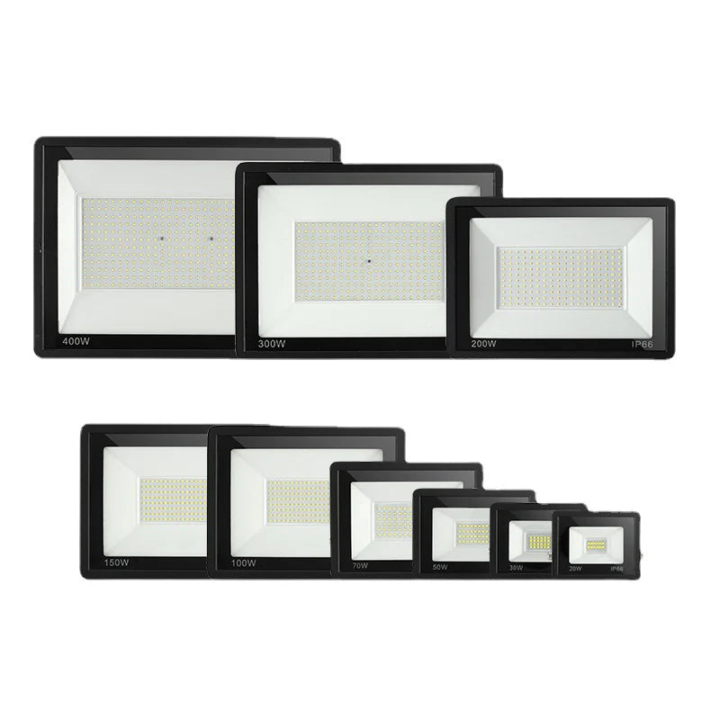 LightingWill FL-E Series LED Flood Light Outdoor 10W-300W IP66 SMD2835 Security Floodlight 90-100LM/W Aluminum Black Housing Hardwired Warm White Cool White 2/10-Pack