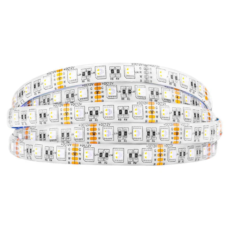 LightingWill DC12V RGBW/RGBWW LED Strip Light, 12mm PCB 4-in-1 SMD5050 60 LEDs/m, Non-Waterproof Flexible LED Tape Light for Mirror Kitchen Cabinet Bedroom, 5m 50m