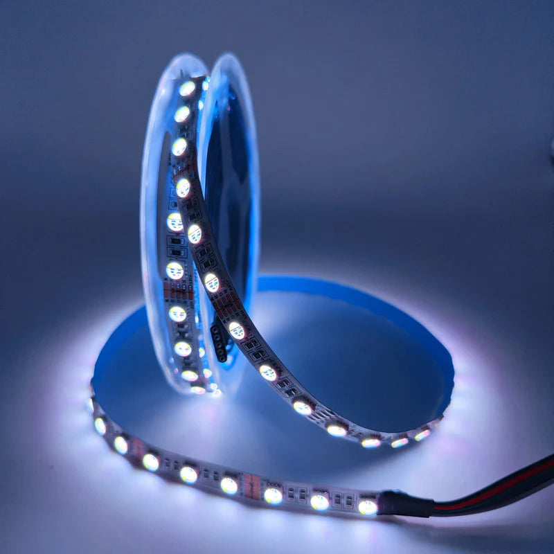 LightingWill DC24V RGBW/RGBWW LED Strip Light, 12mm PCB 4-in-1 SMD5050 60 LEDs/m, Non-Waterproof Flexible LED Tape Light for Mirror Kitchen Cabinet Bedroom, 5m 50m