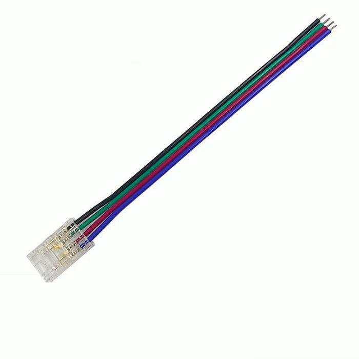 LightingWill LED Strip Connector 10mm 4Pin Transparent Solderless Clips, LED Light Strip Connector Strip to Wire Strip to Strip Female Plug Connector for RGB Strip, Local Stock US UK