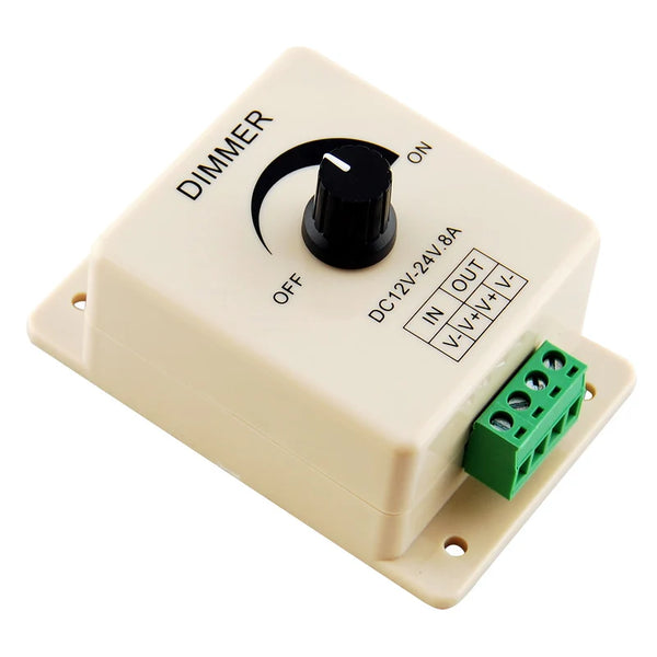 LightingWill LED Strip Dimmer DC12V 24V 8A Rotary Knob LED Controller Wall Mount Dimmer for Single Color LED Strips