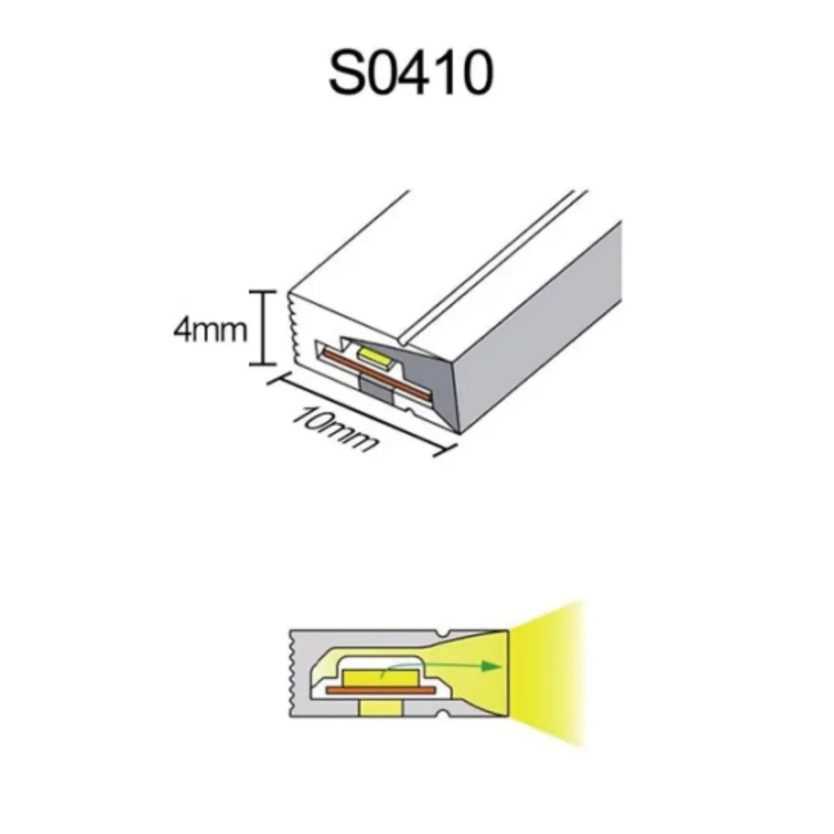 S SE Series 4×10mm Side Emitting LED Neon Housing 5mm PCB Width S0410 Premium Neon Housing IP67 Waterproof 16.4FT 5M Standard Install Interior Cabinet Display Lighting Local Stock US UK DE