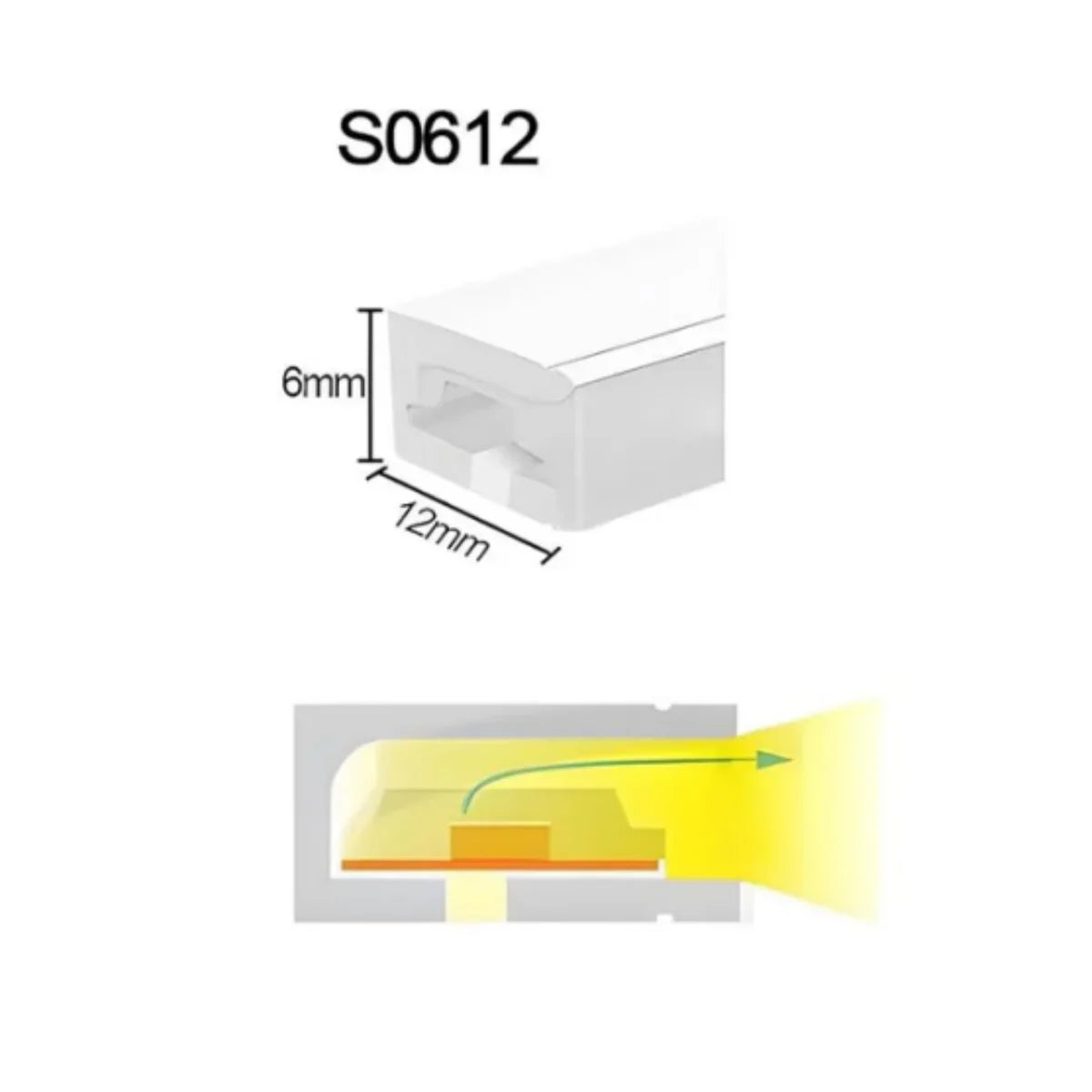 S-SE Series 6×12mm Side Emitting LED Neon Housing | 8mm PCB Width | S0612 Architectural Neon Housing | IP67 Waterproof | 16.4FT/5M | Standard Install | Interior Shelf Cove Lighting | Local Stock US/UK/DE
