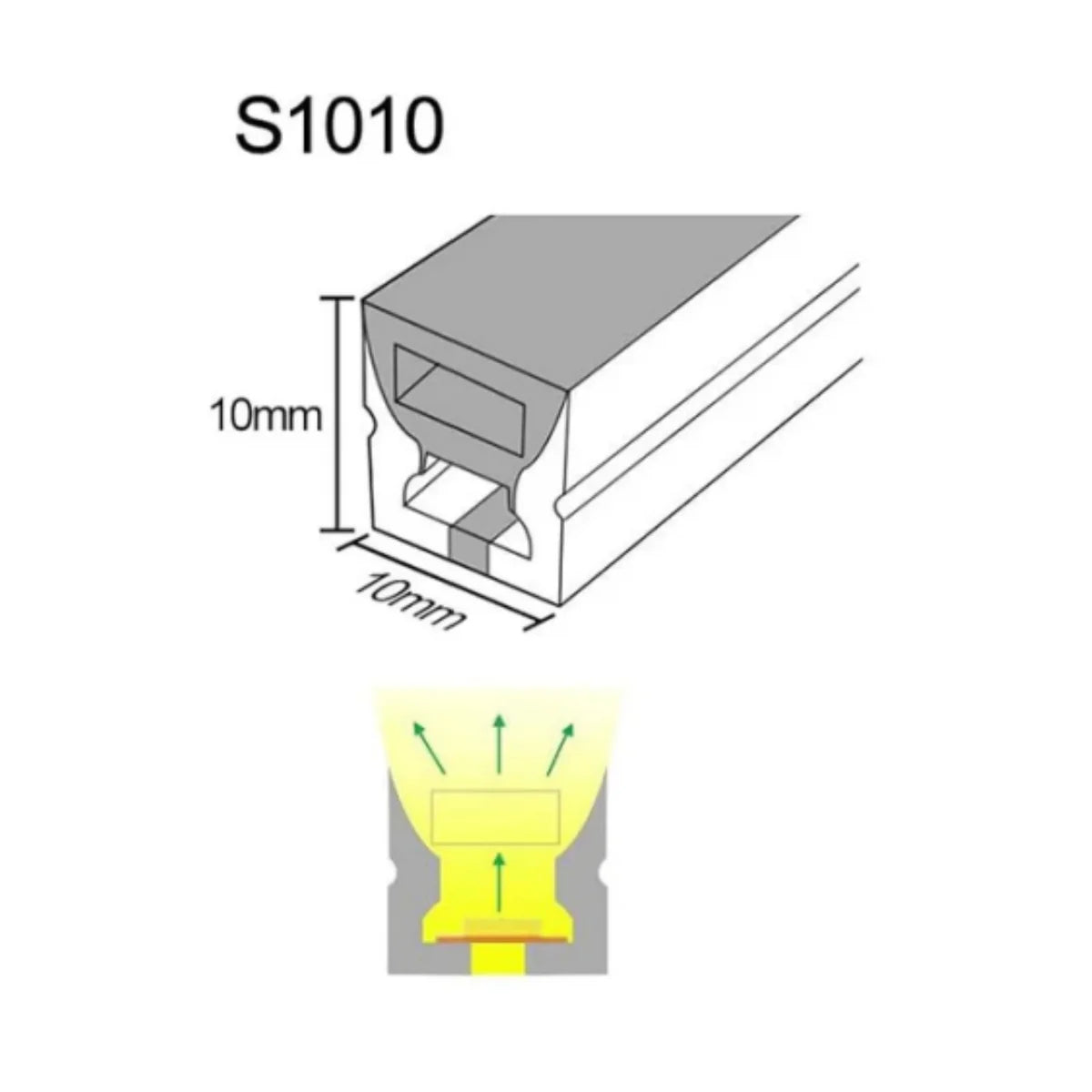 S TE Series 10×10mm Top Emitting LED Neon Housing 6mm PCB Width S1010 Architectural Neon Housing IP67 Waterproof 16.4FT 5M Standard Install Dark Interior Bar Lighting