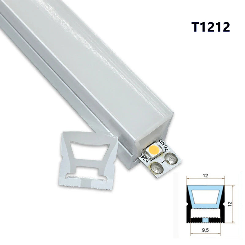 S SE Series 12×20mm Side Emitting LED Neon Housing 10mm PCB Width S1220 Architectural Neon Housing IP67 Waterproof 16.4FT 5M Standard Install Dark Wall Accent Lighting