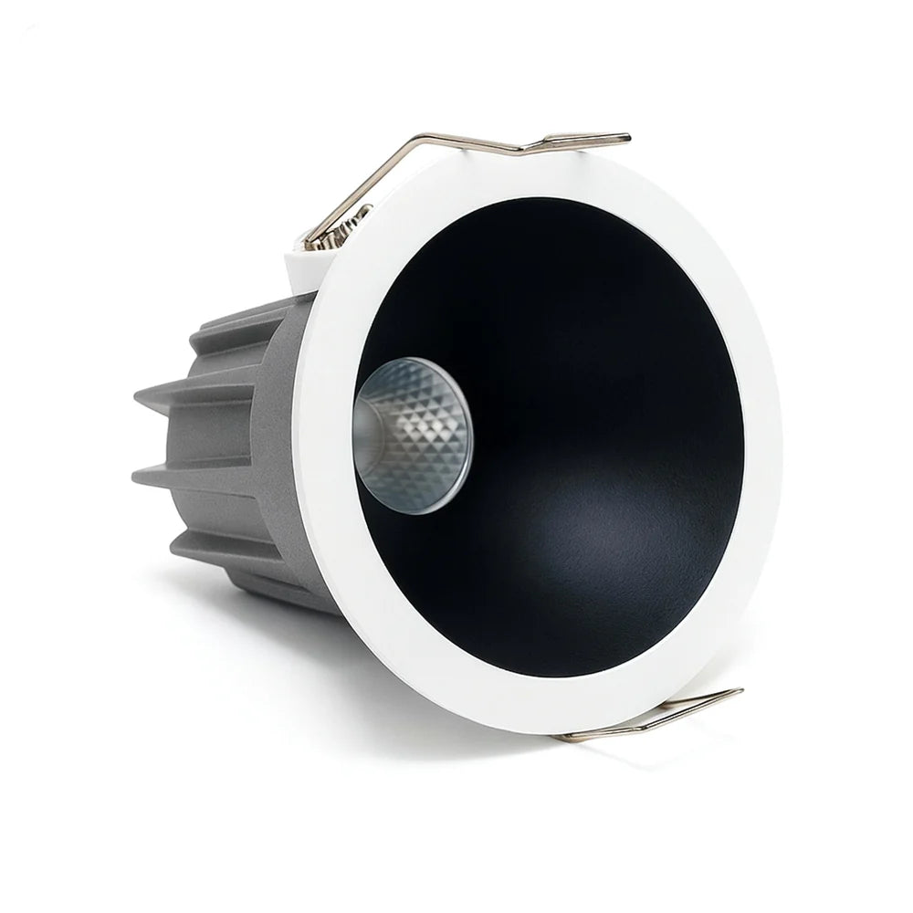 CDG-EU Black Reflector 9W (3″) Deep Anti-Glare Full Spectrum LED Downlight | 200–240V | 4/12 Pack | 3000K / 4000K / 5000K | 24° Beam | White Housing | CRI>95 | Architectural Recessed Lighting