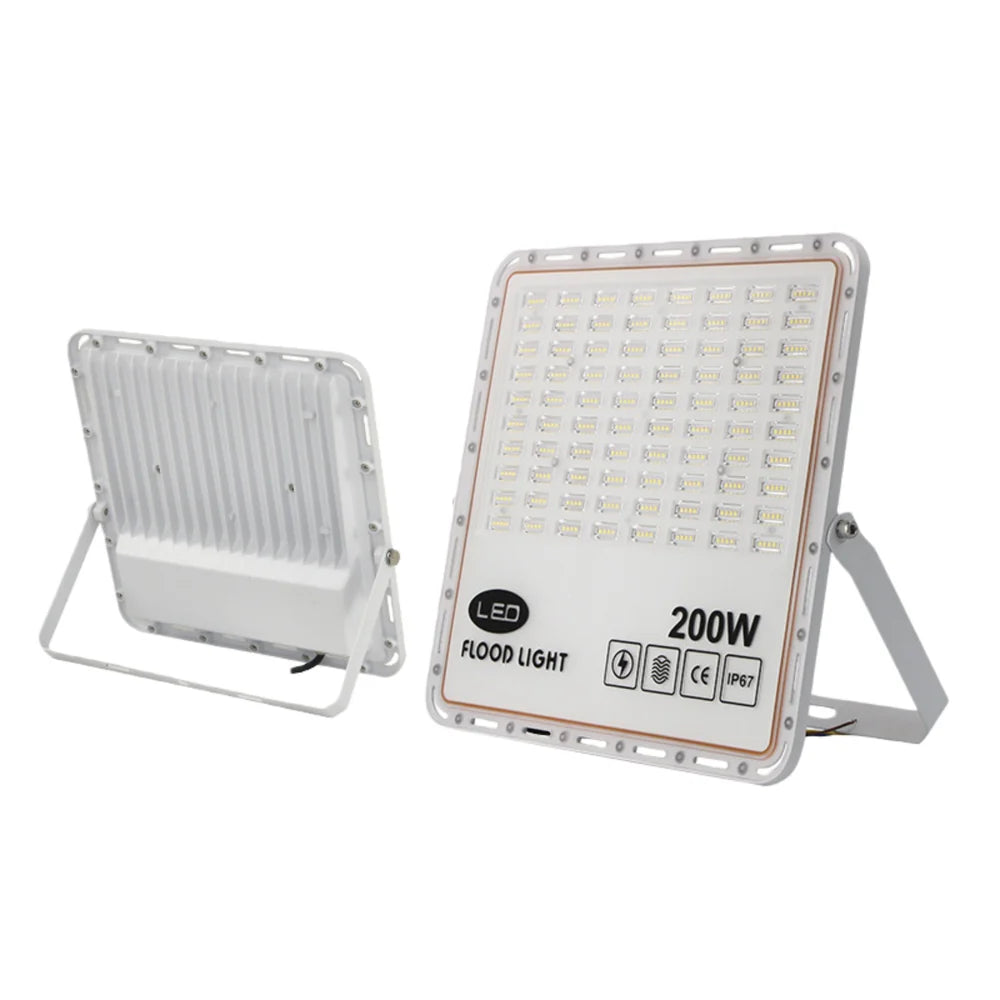 LightingWill FL-P Series LED Flood Light Outdoor 30W-400W IP67 SMD2835 High Brightness Floodlight 100-110LM/W Aluminum White Housing Hardwired Warm White Cool White 2/10-Pack