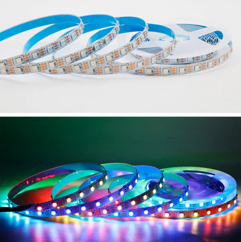 LightingWill WS2815 RGBIC LED Strip Light DC12V 10mm PCB SMD5050 Individually Addressable Breakpoint Resume 30 60 96 LEDs/m IP00 IP65 IP67 Flowing Multicolor LED Strip for Party Decoration DIY Lighting 5M 50M