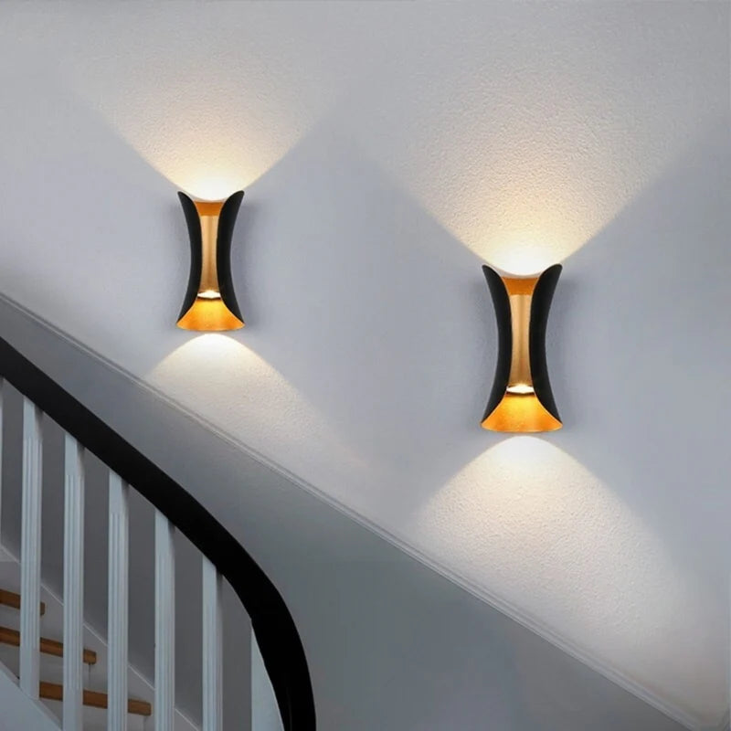 LightingWill LED Wall Light 6W 10W 20W 30W Outdoor Waterproof Wall Sconce 3000K 6500K Black White Gold Up Down Wall Light IP65 Aluminum Porch Garden Balcony Indoor 2 Pack