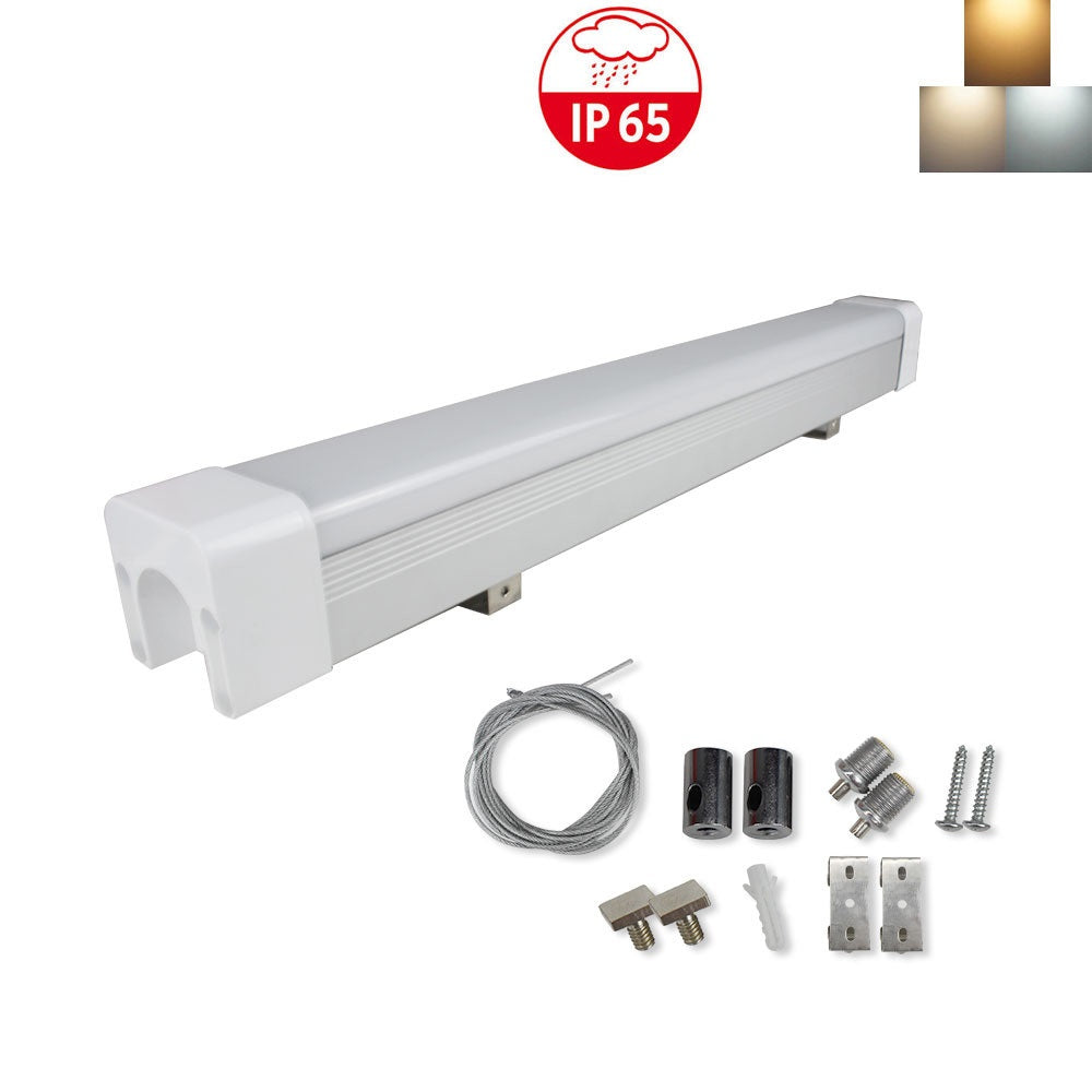 LightingWill  Weatherproof IP65 Non-dimmable LED Linear Batten 2 / 3 / 4 /5 Feet (600mm) 18W in Aluminum + PC Housing- Model B