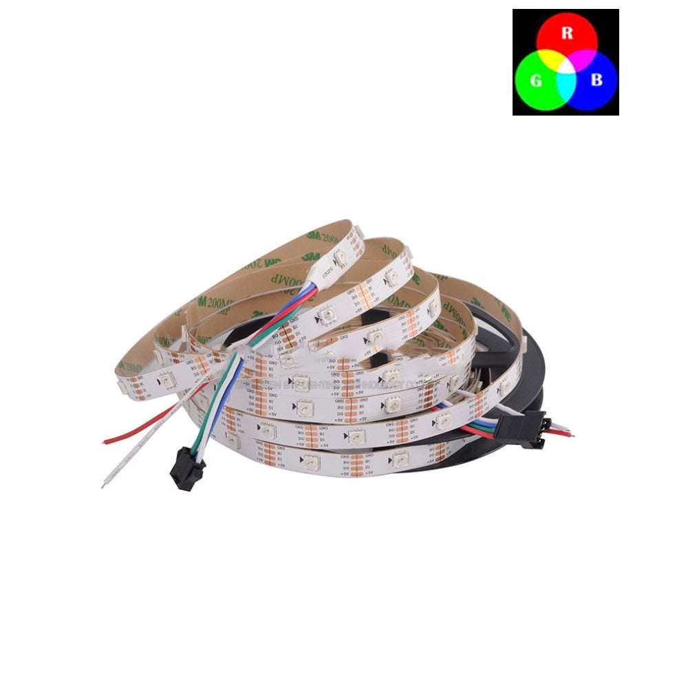 DC 5 V TM1914 Haltepunkt Kontinuierlich RGB Farbwechsel Adressierbares LED-Streifenlicht 5050 RGB 16,4 Fuß (500 cm) 30 LED/Meter LED-Pixel Flexibles Band Weiße Leiterplatte